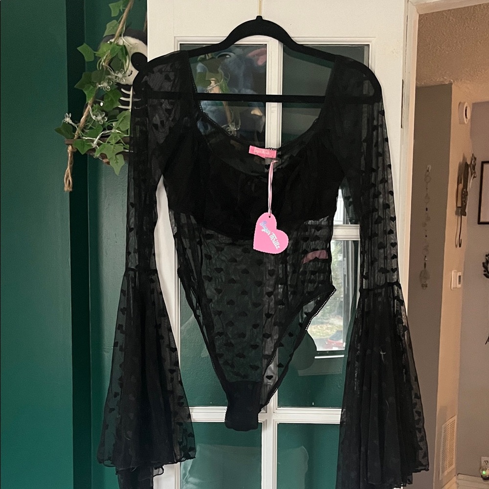 Sugar Thrillz (Dolls Kill) Black Sheer Lace Bodysuit NWT